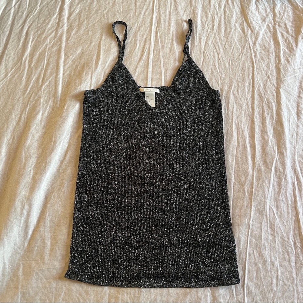 skimpy silver glitter top